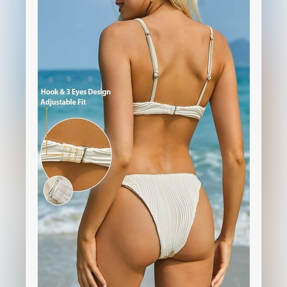 ZAFUL Women's Bikini Set Ribbed Two Piece Swimsuit Underwire Bathing Suit XS - Picture 3 of 6